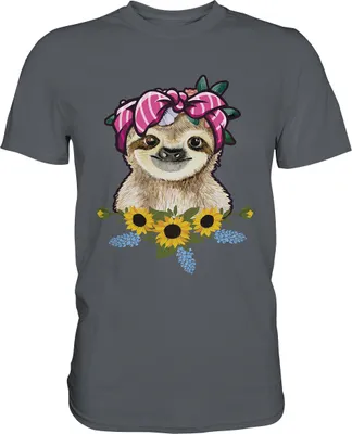 Produktbild von Faultier Sonnenblumen T-Shirt Gärtner Geschenk Garten Motiv – Dark Grey / L