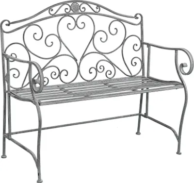 Immagine prodotto di Milani Home - panca in acciaio con braccioli, bianco ossidato, stile provenzale, per giardino, veranda, terrazzo, ristorante e bar