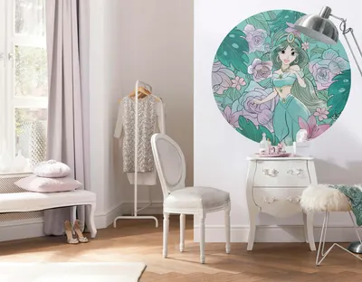 Produktbild von Komar Vlies Fototapete rund und selbstklebend "Jasmin Elegant MInt " - Größe: 125 x 125 cm (Breite x Höhe) - 1 Stück