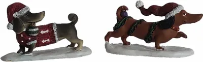 Produktbild von 1 Set Weihnachtsdackel, 2erSet, Aufstellfigur, Dekoration Hunde Dackel Mütze