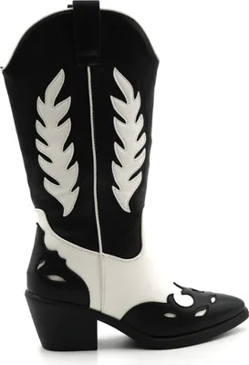 Produktbild von Damenstiefel Cowboy Schwarz/Weiss mit seitlichem Reissverschluss CC2320 Größe: 37 Materialzusammensetzung: Kunstleder,Syntetik Hersteller: Sonderpostendiscount