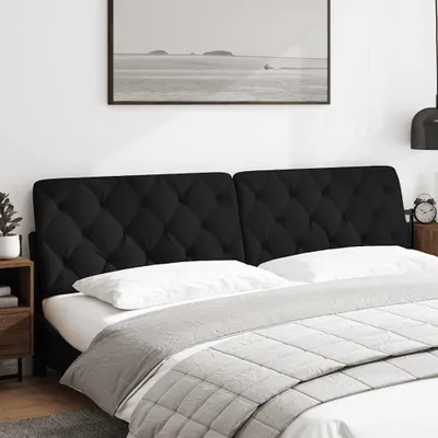 Image de vidaXL Coussin de tête de lit Noir 200 cm Tissu