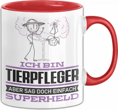 Produktbild von Tierpfleger Geschenk Tasse Ich Bin Tierpfleger Aber Sag Doch Einfach Superheld Lustige Geschenkdiee für Tierpfleger Kaffee-Becher (Rot)