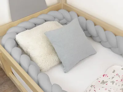 Obrázok produktu pre Benlemi Bavlnený mantinel do postele pletený do vrkoča 300 cm Šedý