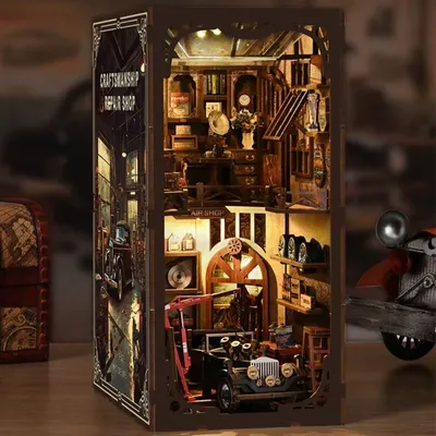 Image de Maison miniature Book Nook - Oldtimer - Puzzle 3D - 374 pièces - Maison miniature en bois - avec LED