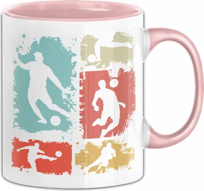 Produktbild von Fußball Tasse Geschenk Fußballer Geschenkidee Retro Kaffee-Becher Vintage (Rosa)