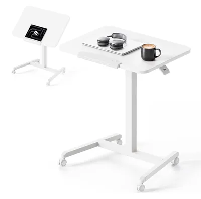 Produktbild von Stehpult höhenverstellbar 76–110 cm, mobiler Laptoptisch mit Rollen, klappbare Tischplatte, Beistelltisch für Homeoffice