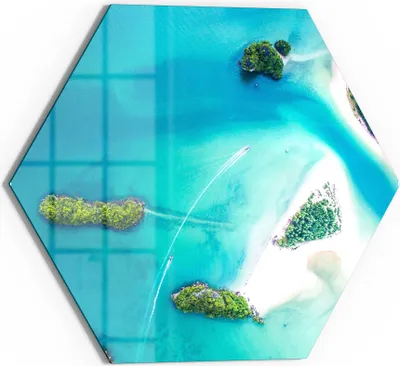 Produktbild von DEQORI Glasbild Echtglas 55x48 cm 'Sirithan Strand in Krabi' Wandbild Bild modern Deko
