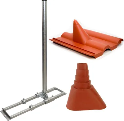 Produktbild von PremiumX PROFI X100-48F Dachsparrenhalter Stahl voll feuerverzinkt Frankfurter Dachabdeckung Manschette rot
