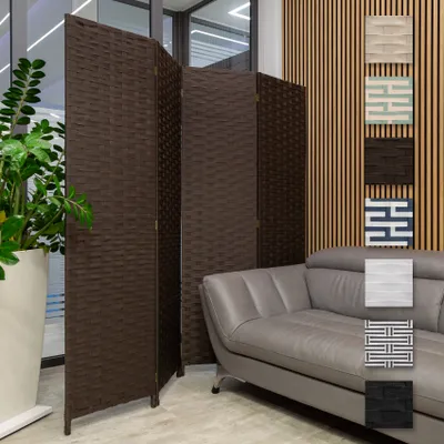 Produktbild von HEXIM Paravent 180x180 cm - Trennwand 4-teilig klappbar für Innenbereich - Büro Heimbüro Privatsphäre Raumtrenner Stellwand freistehend (LR187-coffe)