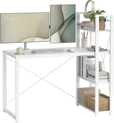 Produktbild von VASAGLE Schreibtisch Computertisch mit Regalböden 120cm weiß