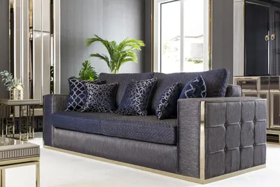 Produktbild von Sofa 3 Sitzer Blau Wohnzimmer Design Stil Möbel Moderne Sofas Elegantes Neu
