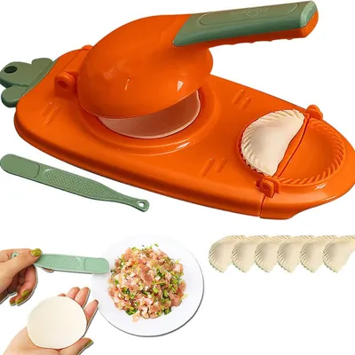 Obrázek produktu pro (Oranžová) Knedlíková forma, 2v1 přenosný stroj na výrobu knedlíkové kůže Empanada Press, multifunkční DIY ruční knedlíková lisovací forma