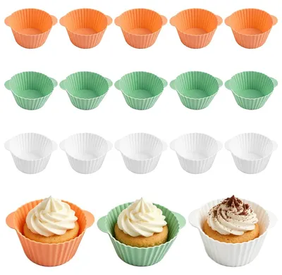 15 Silikon-Muffinförmchen, antihaftbeschichtet, wiederverwendbar
