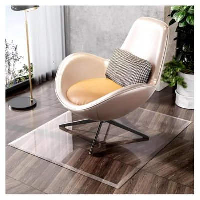 Produktbild von Gehärtete Glas-Stuhlunterlage 119 x 102 cm mit abgeschrägten und polierten Kanten, transparente Bürostuhlunterlage, Bodenschutzmatte für Teppich- oder Hartholzböden