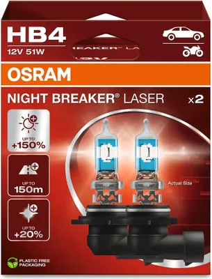 Image de OSRAM NIGHT BREAKER LASER HB4 P22d 12 V/51 W (2er Box)