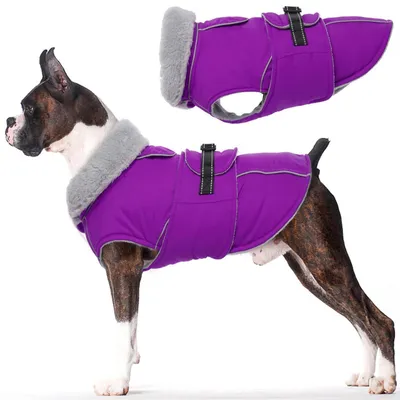Produktbild von Hundemantel Winter Warmer Wasserdichter Fleece Hundeweste Lila M