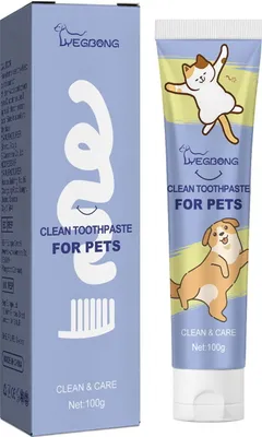 Produktbild von Zahnpasta zur Reinigung von Haustieren, Zahnpflege, Kampf gegen Mundgeruch, Entfernung von Plaque, natürliche Inhaltsstoffe, Zahnpasta für Hunde und Katzen