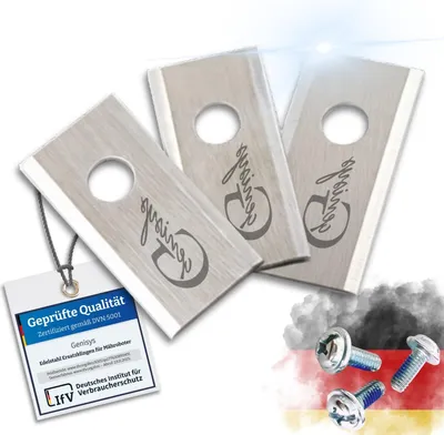 Immagine prodotto di Lame in acciaio inox Genisys compatibili con il tosaerba robotico PARKSIDE Smart PMRA PMRDA - LongLife - infrangibili a 1 foro [testate DIN EN 50636] - con viti, pezzo:30
