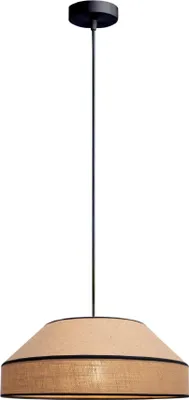 Produktbild von Hängeleuchte Metall Stoff D: 45 cm rund H: max. 88 cm Schwarz Natur E27 Modern