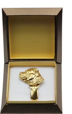Produktbild von Staffordshire Bull Terrier, Staffordshire Bullterrier - Brosche mit Clip, vergoldeter Startnummernhalter, Geschenk für Hundeausstellung der Marke Art-Dog