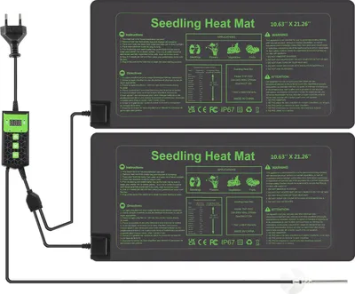 Produktbild von ISOISL 2× Anzuchtmatte 55×27 cm mit Thermostat und Temperaturfühler, 55W, IP67