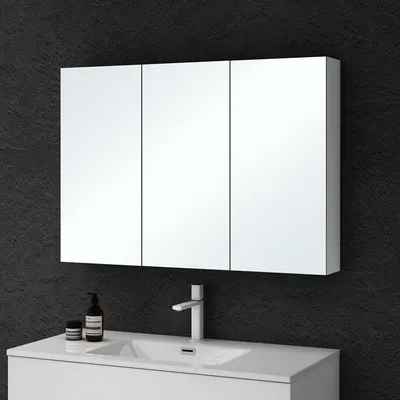 Produktbild von doporro Spiegelschrank Wandspiegel mit Spiegeltüren Wandschrank 100x15x70cm Hängeschrank für Badezimmer Weiß matt Spiegelschrank02