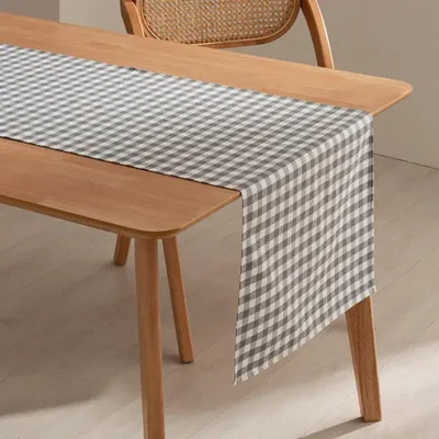 Produktbild von GAMUSI VICHY Fleckenabweisender Tischläufer in Baumwolloptik – 45 x 170 cm – Grau