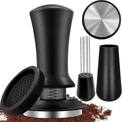 Immagine prodotto di Set di pressini per espresso, 51 mm, acciaio 304, manopola di regolazione, con strumento Tampermat