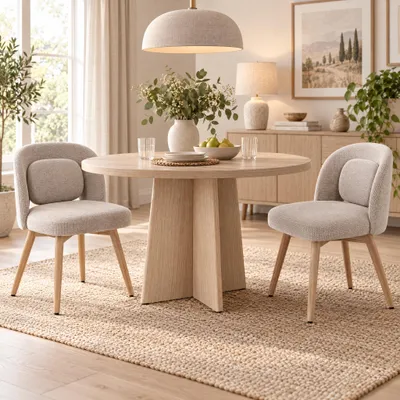 Imagen del producto de Juego de dos sillas de comedor, giratorias 360°, acolchadas, de madera