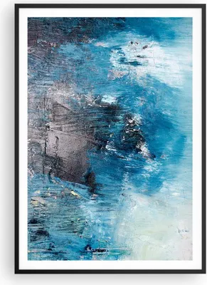 Produktbild von Gerahmtes Poster - Schwarzer Rahmen - Abstraktion Blau Schwarz - 70x100 cm - Wand Bild - Wanddeko - Wandbilder - Wandposter - Bilderrahmen - Bilder - Kunstdruck - Wandbild - P2BPA70x100-4155