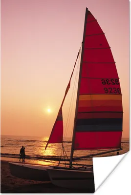 Produktbild von MuchoWow® Poster Katamaran am Strand 120x180 cm - Kunstposter