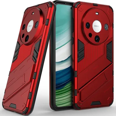 Produktbild von Armor Hülle für Huawei Mate 60 Pro/Mate 60 Pro+, Hybrid PC TPU Bumper Stoßfestes Schutzhülle mit Standfunktion Rot
