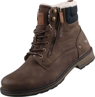 A single brown boot is shown against a white background.