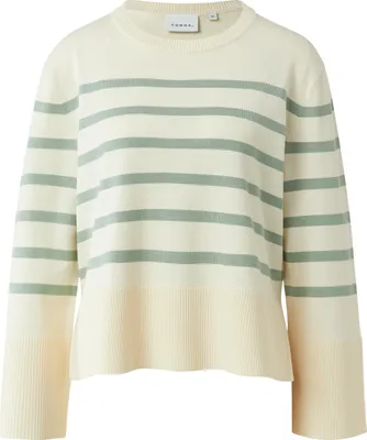Produktbild von comma Kuscheliger Strickpullover Relaxed Fit mit Streifendesign, überschnittenen Schultern, weiten Kimono-Ärmeln und geschlitztem Saum