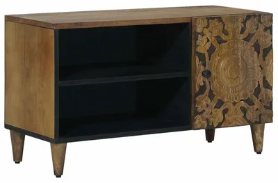Zdjęcie produktu dla vidaXL Szafka pod TV z półką brązowa 80 x 31,5 x 46 cm lite drewno mango