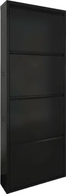 Produktbild von Schuhschrank Gonzalo, Schuhregal aus Metall, Mehrzweck-Eingangsgarderobe, Möbel für Schuhe, 50x15h138 cm, Schwarz