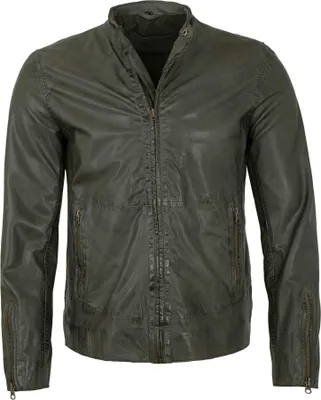 Produktbild von Freaky Nation - Herren Lederjacke Lammnappa khaki : L
