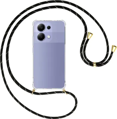 Produktbild von Handykette Backcover-Schutzhülle mit Band (Metall goldfarben) für Xiaomi Redmi Note 13 4G - schwarz/gold