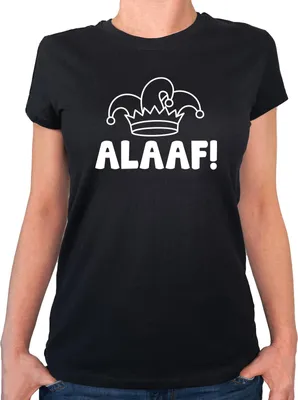 Produktbild von Huuraa Damen T-Shirt Alaaf Narrenkappe XS Black Bio Baumwolle Fairtrade Damenshirt Geschenkidee