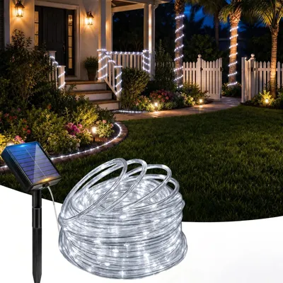 Solar-Lichterkette 200 LEDs, 22 m, 8 Modi, Fernbedienung, IP65, Weiß
