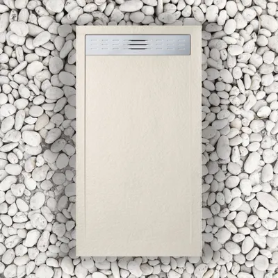 Obrázek produktu pro Sprchová vanička 80X190 cm s boční lištou Vulcano Line Slim Beige Ral 9001 Ze syntetické pryskyřice a mramorového prášku S volným odtokem - FRASCIO