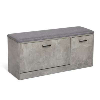 Image de Meerveil Banc à chaussures, Étagère à chaussures avec siège, Banc de rangement avec rangement pour chaussures en bois, Convient pour le couloir et l'entrée, L100 x l30 x H46,5 cm, Gris