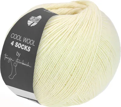 Produktbild von Lana Grossa Cool Wool 4 SOCKS 100 g 4-fach Sockenwolle Kollektion by Tanja Steinbach 420 m Farbe 7710 - Rohweiß