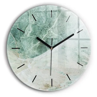 Produktbild von Wallfluent Große Wanduhr – Stilles Quarzuhrwerk - Uhr Dekoration Wohnzimmer Schlafzimmer Küche - Zifferblatt mit Striche - schwarze Zeiger - 60 cm - Marmor Stein Textur