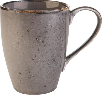 Produktbild von Kaffeetasse - Grau - Steinzeug - mit braunem Rand - 300 ml