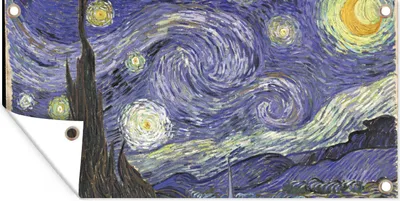 Produktbild von MuchoWow® 160x80 cm Outdoor-Poster Gartendeko Sichtschutz Garten Poster für den Garten  Sternennacht - Vincent van Gogh