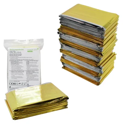 Immagine prodotto di Coperta di emergenza oro-argento - 160 x 210 cm - Set da 10 pezzi