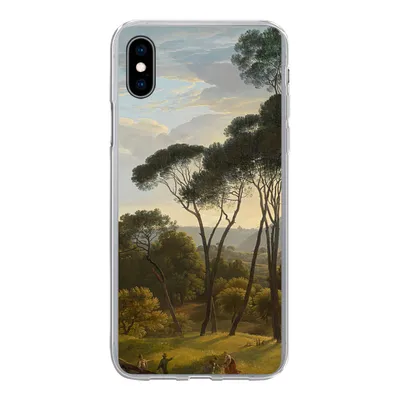 Produktbild von MuchoWow® Handyhülle Schutzhülle Hülle für iPhone Xs Italienische Landschaft mit Zirbelkiefer - Gemälde von Hendrik Voogd Silikon Softcase Handy Hülle - Handytasche