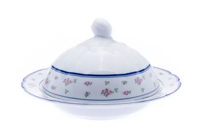 Zdjęcie produktu dla Thun 1794 Rose, okrągły talerz na masło, porcelana, czerwone róże, Thun
